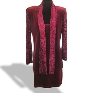 ⭐️ Vintage PG Collections 2-Piece Garnet Velvet Tank Dress/Burnout Jacket s…